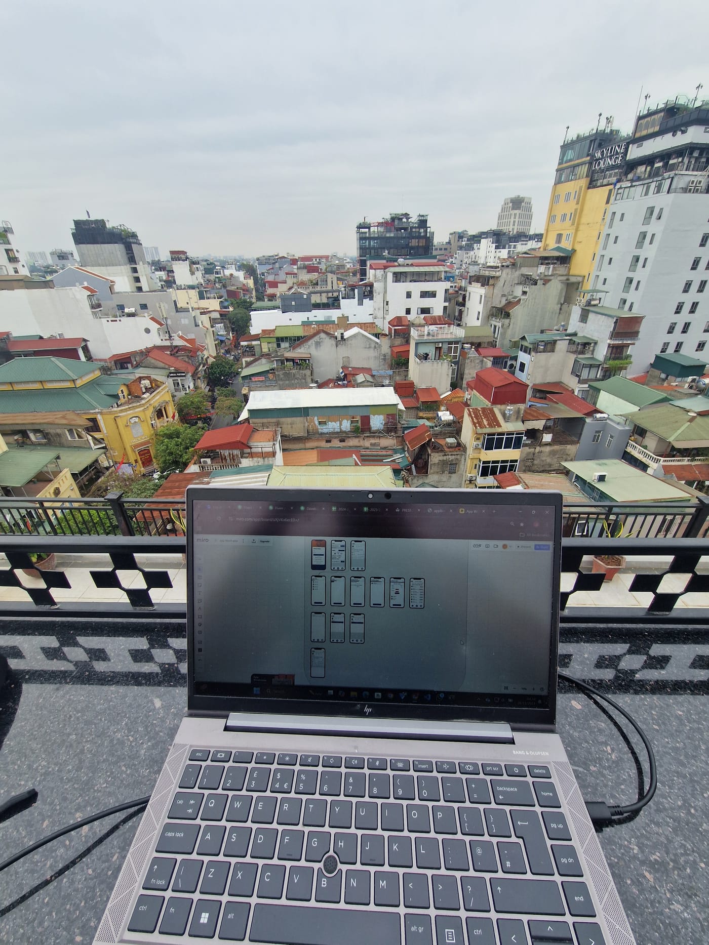 Working from a rooftop in Hanoi